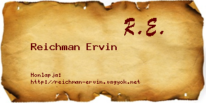 Reichman Ervin névjegykártya